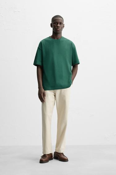BASIC HEAVY WEIGHT T-SHIRT - Green by Zara