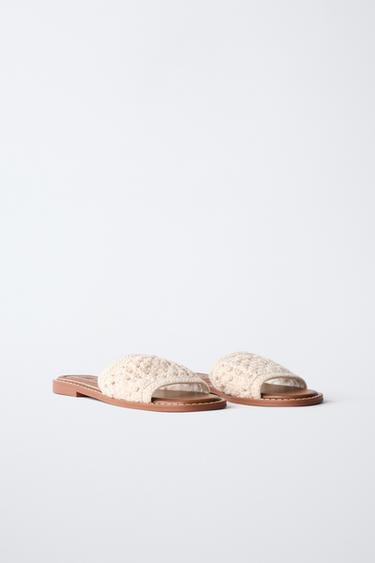 CROCHET FLAT SANDALS - Ecru White by Zara