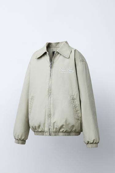 EMBROIDERED TEXT BOMBER JACKET - Beige by Zara