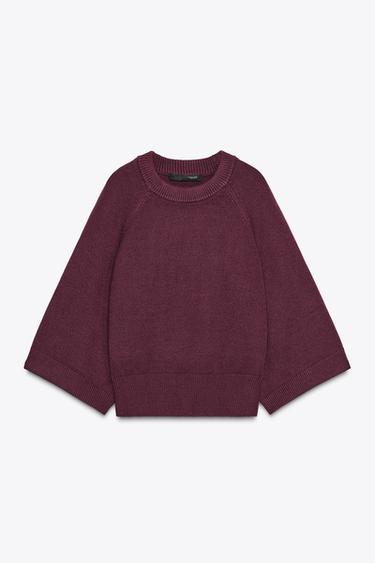 KNIT SWEATER WITH LOOSE-FIT SLEEVES - Purple by Zara