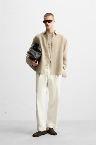 REGULAR FIT TEXTURED SHIRT - camel by Zara - Image 0