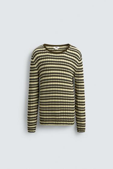 STRIPED JACQUARD JUMPER - Khaki by Zara