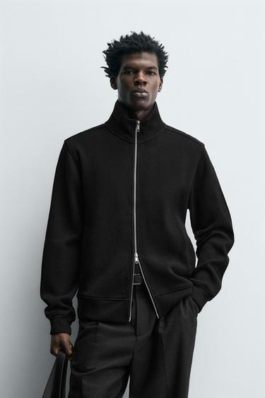 INTERLOCK RIBBED JACKET - Black by Zara