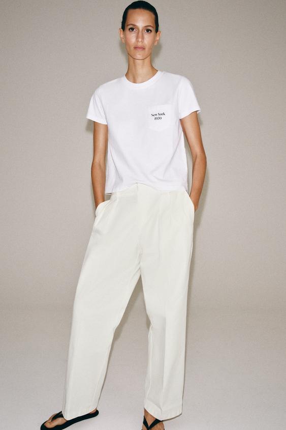 SLOGAN POCKET T-SHIRT - White by Zara - Image 0