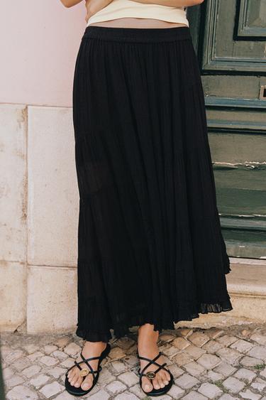 ASYMMETRIC MIDI SKIRT - Black by Zara