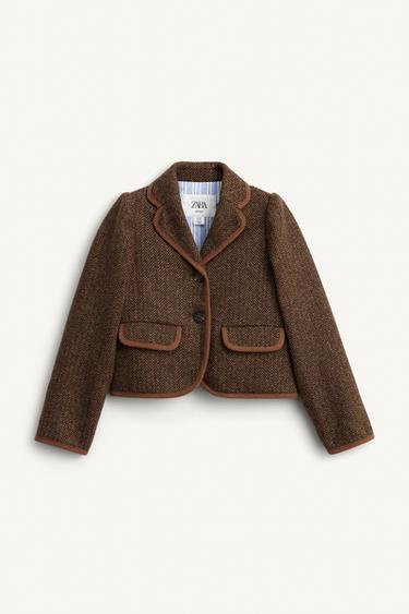 LIMITED EDITION HERRINGBONE WOOL BLAZER - Brown marl by Zara