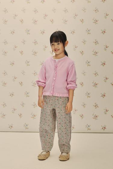 FLORAL TWILL BAGGY TROUSERS - Fuchsia by Zara