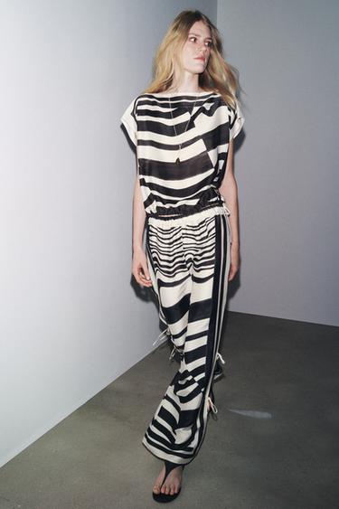 ZW COLLECTION PRINTED TOP - Black / Ecru by Zara - Image 0