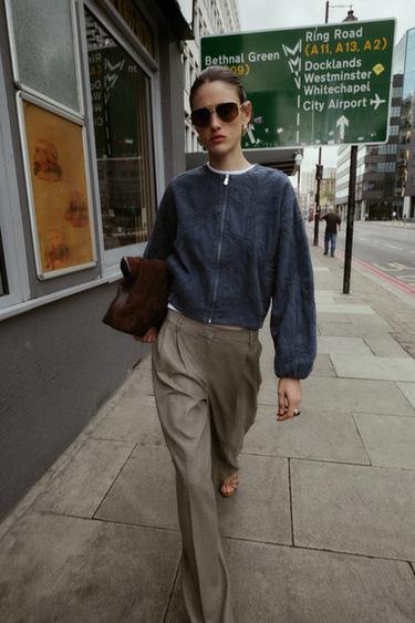 EMBROIDERED BOMBER JACKET - Navy blue by Zara - Image 0