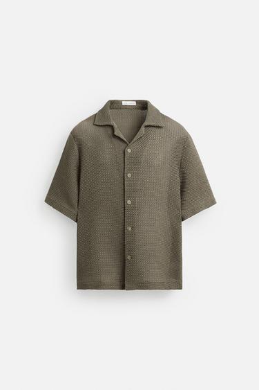 OPEN TEXTURED SHIRT - Mink by Zara