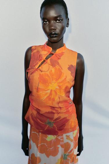 PRINTED TOP WITH BOWS - Multicoloured by Zara