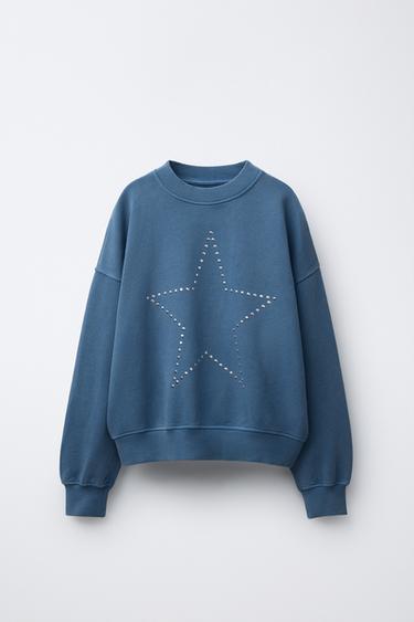 STAR STUD FADED SWEATSHIRT - Mid-blue by Zara