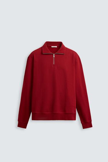 BASIC QUARTER-ZIP SWEATSHIRT - Red by Zara