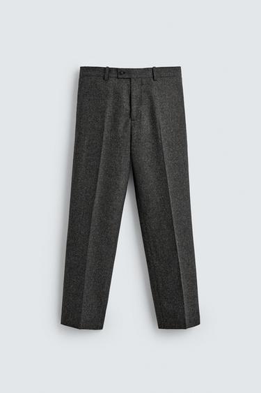 LIMITED EDITION WOOL TEXTURED SUIT TROUSERS - Anthracite Grey by Zara