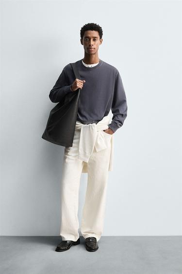 SOFT CREW NECK FADED SWEATSHIRT - Faded blue by Zara - Image 0