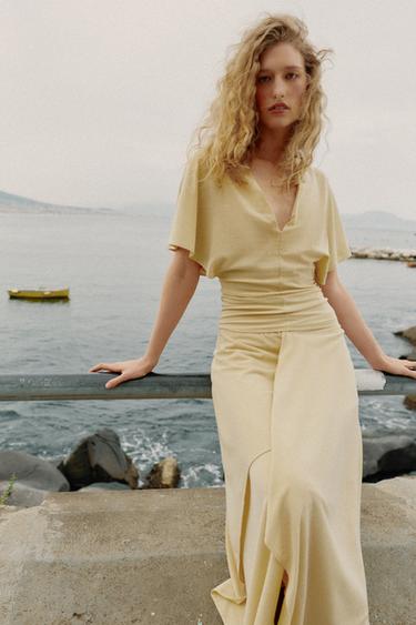 ASYMMETRIC FLOWING SKIRT - Yellow by Zara