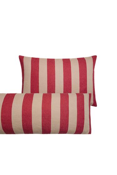 STRIPED LINEN CUSHION COVER | KATHARINE POLE - Red by Zara