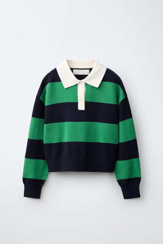 STRIPED POLO COLLAR JUMPER - striped by Zara - Image 0