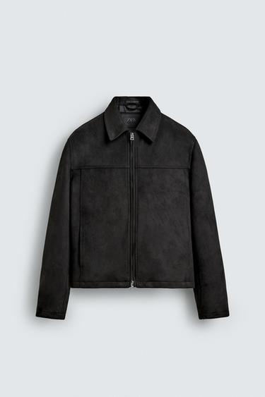 FAUX SUEDE CROPPED FIT JACKET - Black by Zara