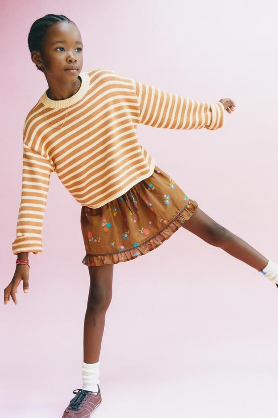 FLORAL PRINT SKIRT - Caramel by Zara - Image 0