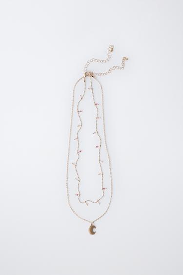 PACK OF TWO CROISSANT PENDANT NECKLACES - Golden by Zara