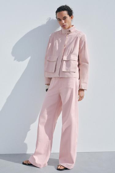ZW COLLECTION STRAIGHT-LEG HIGH-WAIST FULL LENGTH JEANS - Pink by Zara - Image 0