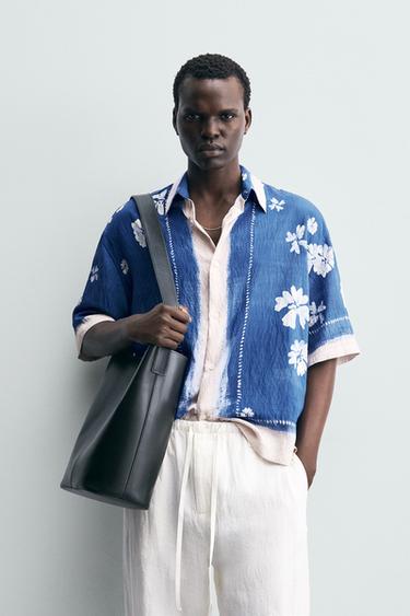 FLORAL PRINT SHIRT - Ecru / Blue by Zara