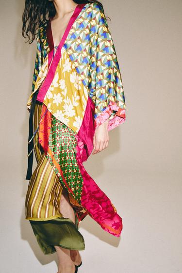 FLORAL AND STRIPE PRINT SARONG SCARF - Multicoloured by Zara