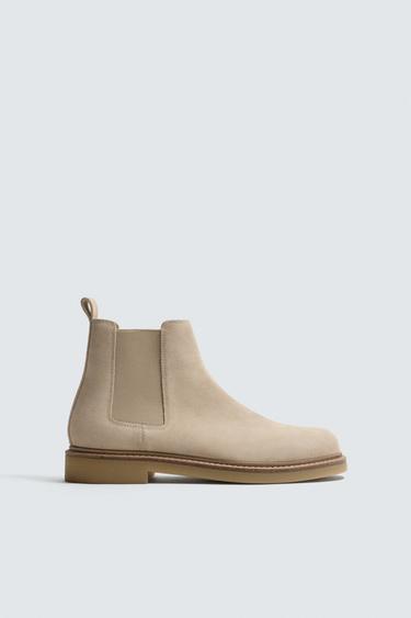 LEATHER CHELSEA BOOTS - Ecru White by Zara