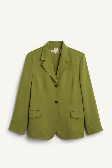 LINEN BLEND BLAZER - Green by Zara