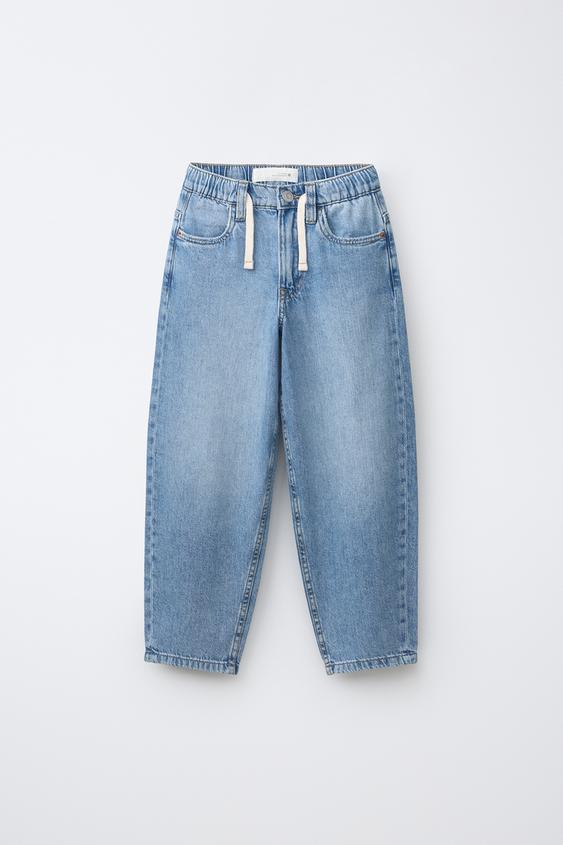 BAGGY BALLOON JEANS WITH DRAWSTRING - Blue by Zara - Image 0