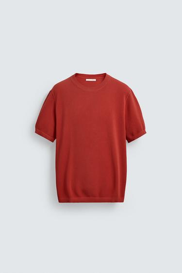 RELAXED FIT KNIT T-SHIRT - Red by Zara