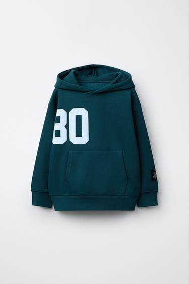 NUMBER JOGGING HOODIE - Bottle green by Zara