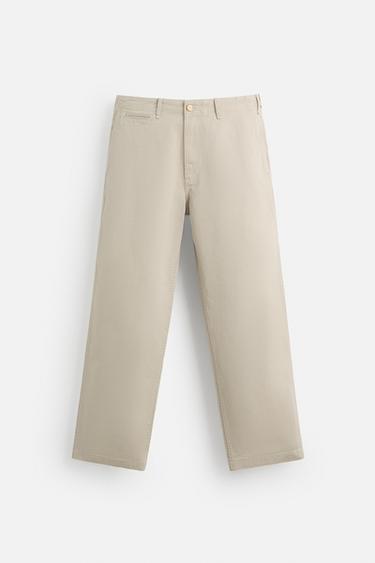 RELAXED FIT CHINO TROUSERS - Stone by Zara