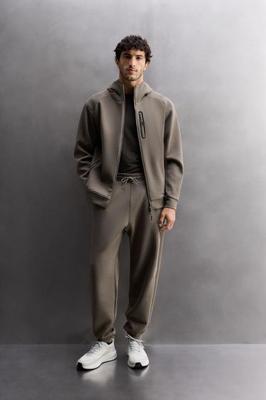 TECHNICAL HOODIE WITH ZIP - Sand by Zara