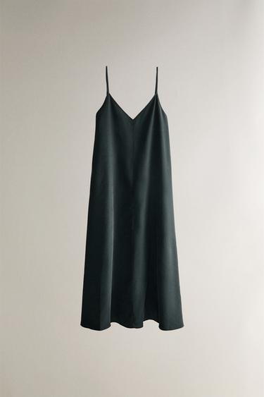 LONG STRAPPY MODAL DRESS - Green / Blue by Zara - Image 0