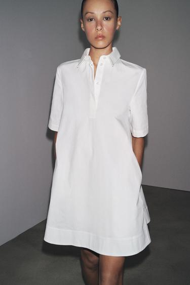 ZW COLLECTION POPLIN SHORT DRESS - White by Zara