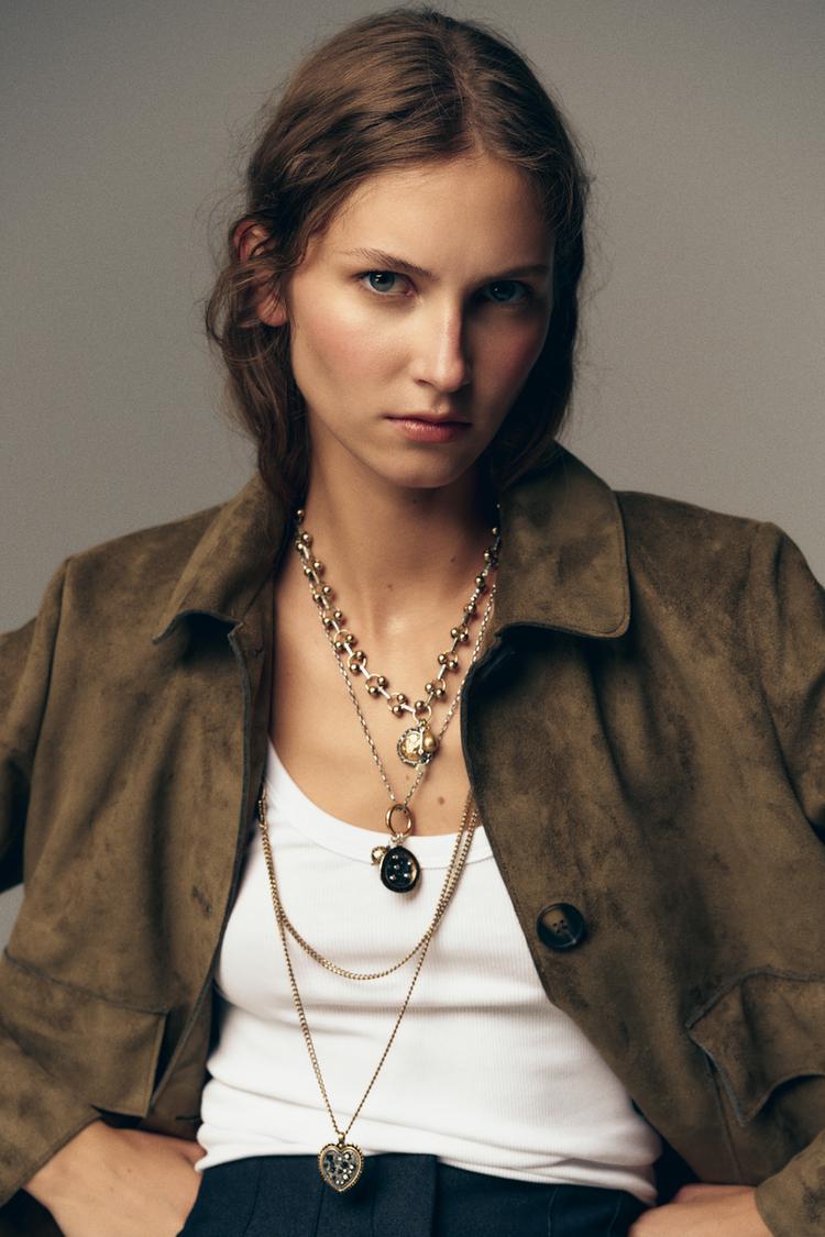 3 条套装链条硬币拼接项链- 金色/ 银色| ZARA