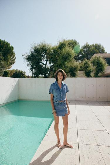 Z1975 SHORT DENIM SHIRT - Mid-blue by Zara