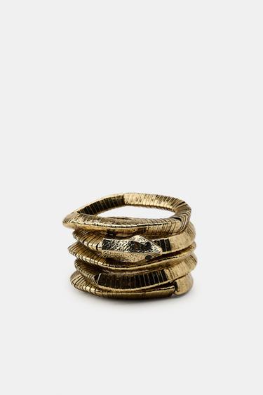 PACK OF ELASTIC SNAKESKIN PRINT BRACELETS - Golden by Zara