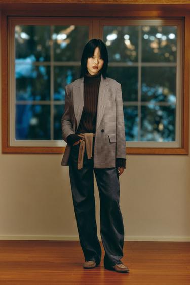 OVERSIZE DOUBLE-BREASTED BLAZER - Brown / Ecru by Zara