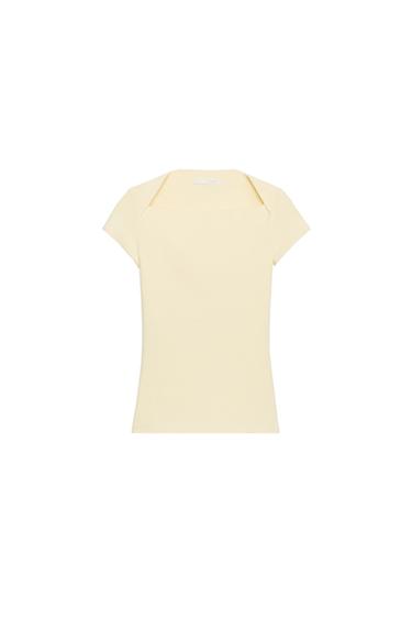 SQUARE NECKLINE T-SHIRT - Yellow by Zara