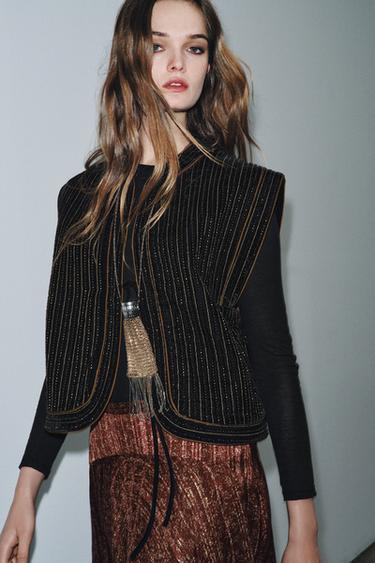 VELVET QUILTED WAISTCOAT ZW COLLECTION LIMITED EDITION - Black by Zara