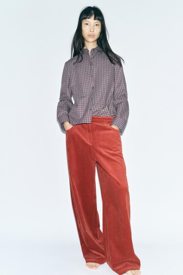ZW COLLECTION CHECK SHIRT - Burgundy by Zara - Image 0