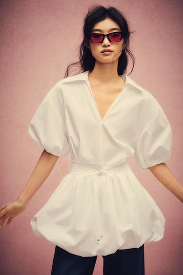 POPLIN MINI DRESS - White by Zara