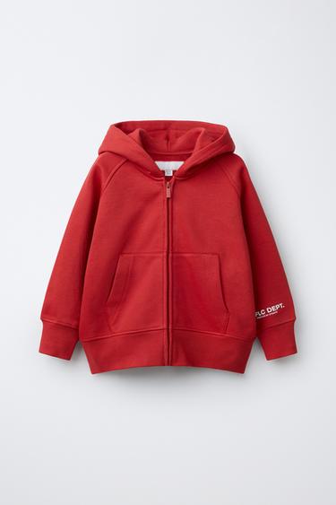 PLUSH ZIP-UP HOODIE - Mid-red by Zara