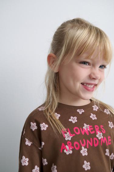 PRINTED SLOGAN T-SHIRT - Chocolate by Zara