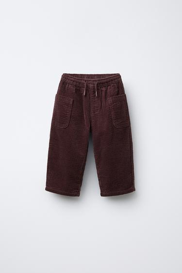 CORDUROY TROUSERS WITH POCKETS - Burgundy by Zara