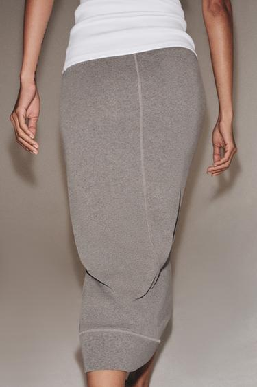 FLUID MIDI SKIRT - Grey marl by Zara