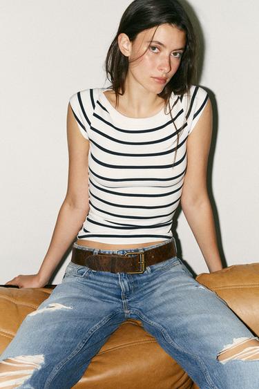 BOATNECK TOP - striped by Zara